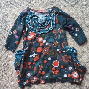 Jelly The Pug Teal and Orange Dress